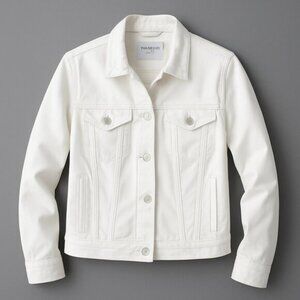 Lucky Brand The Tomboy Trucker White Denim Jacket L Classic Cotton Jean
